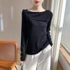 Women's One-Shoulder Irregular Long-Sleeve Knit Top - Spring/Summer, French-Inspired, Imitation Wool, High-Quality.