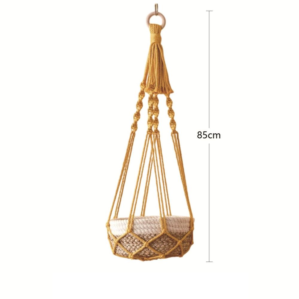 for Indoor Living Room Balcony Macrame Plant Hangers Handmade Beige Color Hanging Basket Cotton Rope
