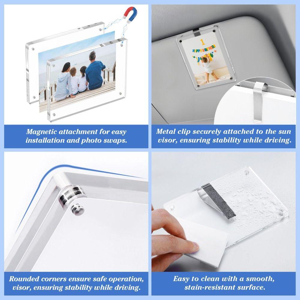 Photograph Display Car Sun Visor Photo Holder Acrylic Car Picture Holder New Picture Frame Clip