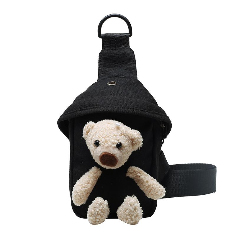 Girls bag 2020 new bear bag canvas breast bag Internet celebrity cute student messenger bag personalized fanny pack tide