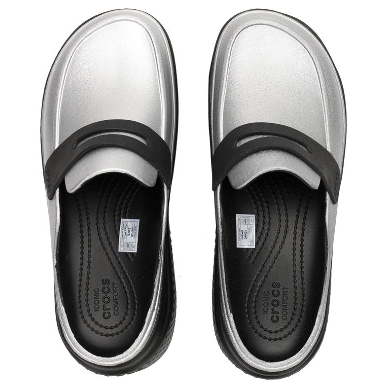 Crocs Stomp Loafer серебристо-черные кроссовки унисекс 210363-01V