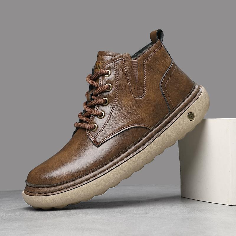 Ручная строчка Натуральная кожа Мужские ботинки Удобная повседневная кожаная обувь для мужчин Ботильоны Большой размер Рабочая обувь