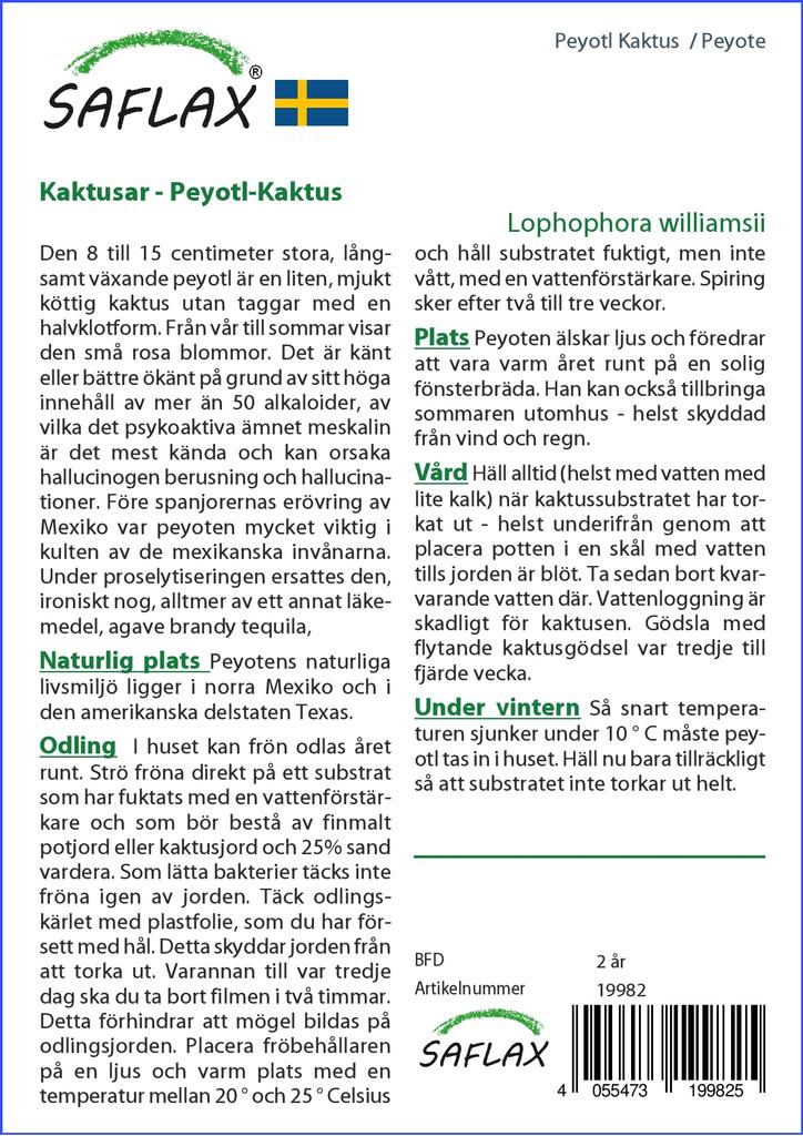 SAFLAX Пейот - 20 семян - Lophophora williamsii