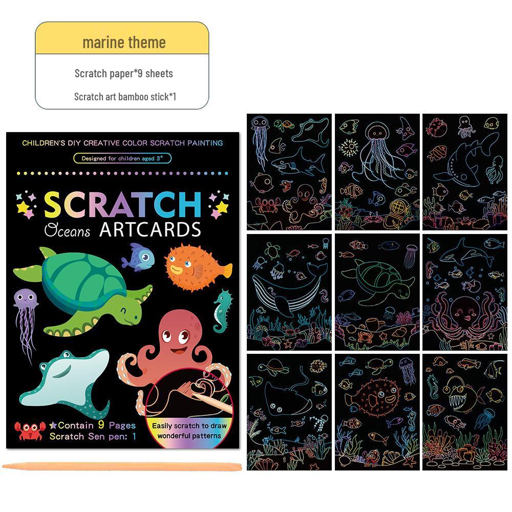 Набор для творчества 'Scratch Art' с рисунками животных для детей - Креативные принадлежности для граффити с ослепительными цветами