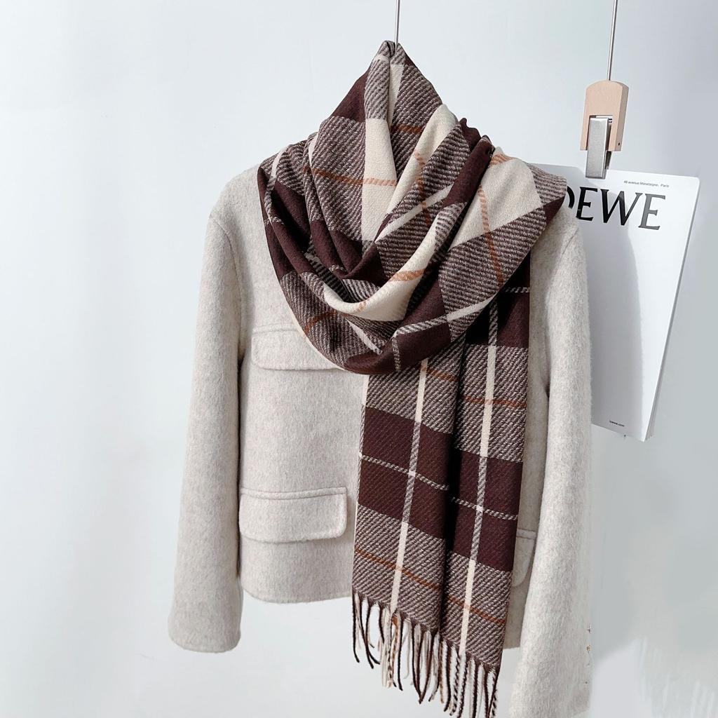 Осенне-зимний новый британский ретро-стиль для студентов, теплая и ветрозащитная шаль-шарф, имитация кашемира