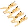4PCS Gold Plated Y Plug Spade Connector 45 Degree Fork Speaker Wire Plug  For AV Receivers