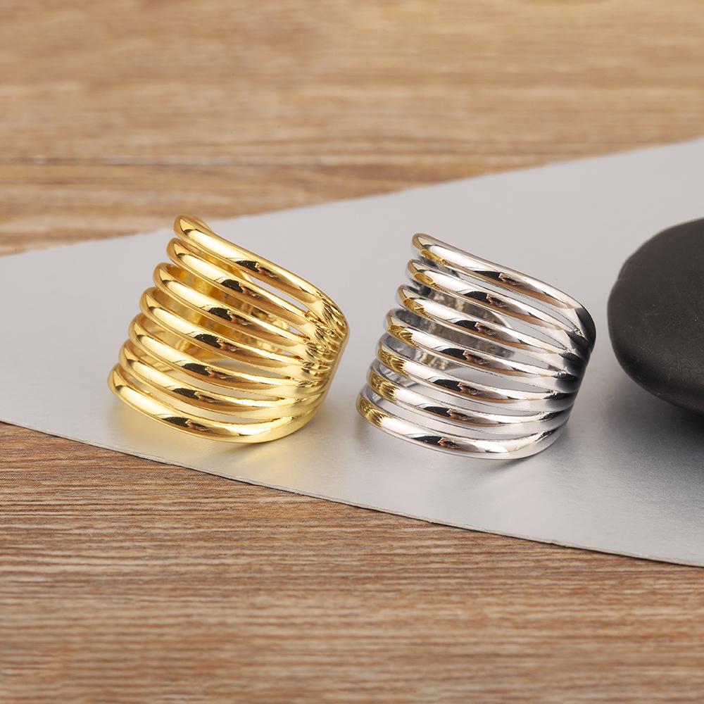 Nidin New Trendy Punk Rock Style Multilayer Rings Open Adjustable For Women Personality Design Finger Jewelry Accessories Gifts