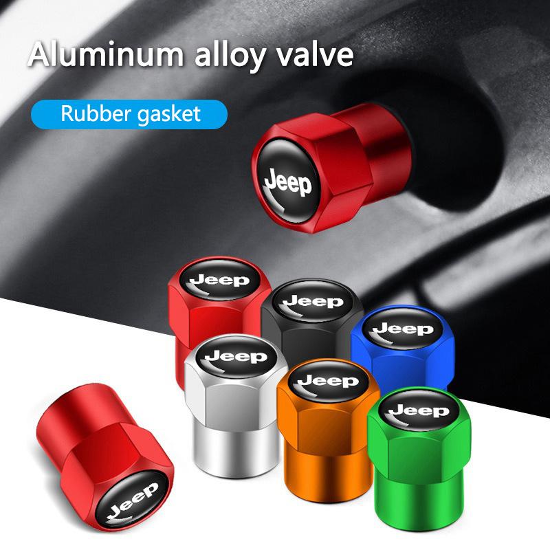 4pcs Metal Car Wheel Tire Valve Air Stem Cap Cover For Jeep Wrangler Grand Cherokee Compass Renegade Liberty Gladiator Patriot AKS1
