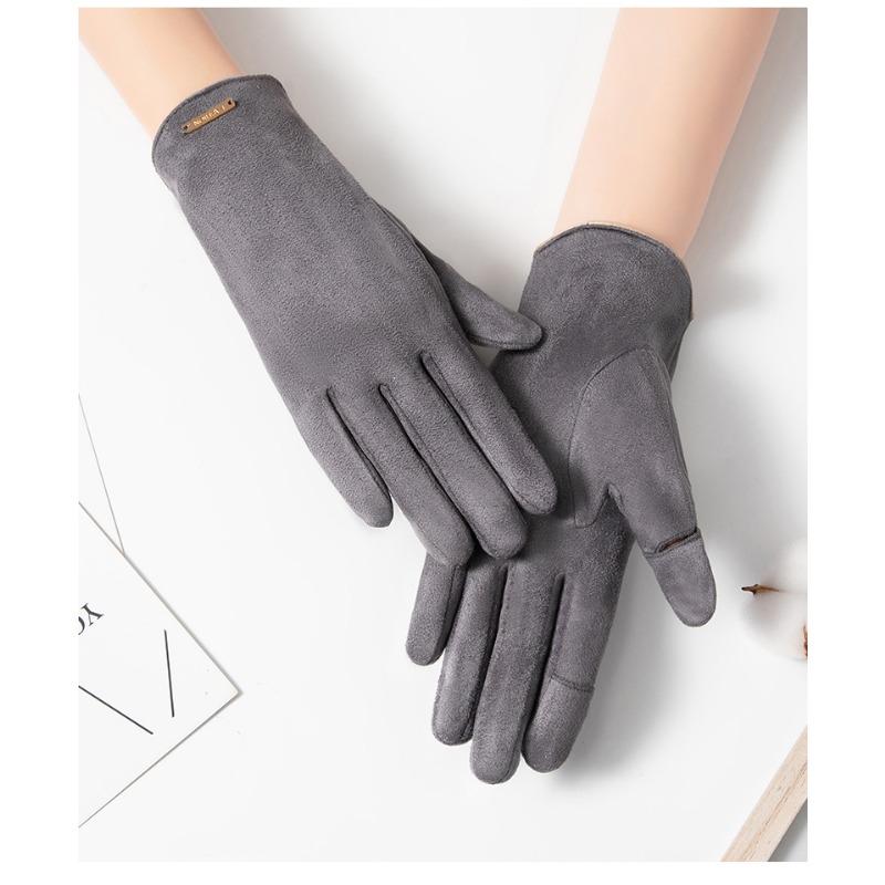 Женские перчатки с сенсорным экраном, модные варежки, осенне-зимние теплые тонкие кашемировые велосипедные замшевые ветрозащитные перчатки LXY