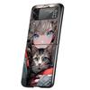 Anime Girls Cute Black Cat Cover Phone Case For Samsung Galaxy Z Flip 7 6 5 4 3 5G Flip7 Flip6 Flip5 Flip4 Flip3 Black Fundas Sh