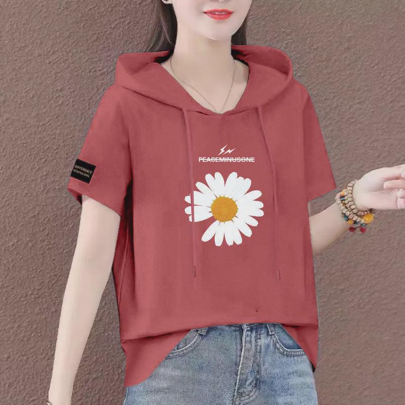 Лето 2025 г. Женская свободная толстовка с коротким рукавом - корейский стиль, модный топ больших размеров
