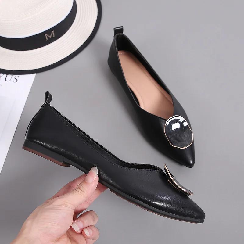 Специальное предложение Женская обувь Модные повседневные туфли на плоской подошве с заостренным носком Мягкая нескользящая женская обувь