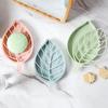Leaf Shape Plastic Double Layer Soap Box Dish Storage Plate Tray Holder