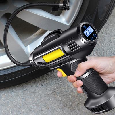 2024 Новый модернизированный ручной автомобильный воздушный насос с аккумулятором 4000 мАч, цифровым дисплеем высокой четкости со встроенной подсветкой, подходящий для различных автомобильных шин