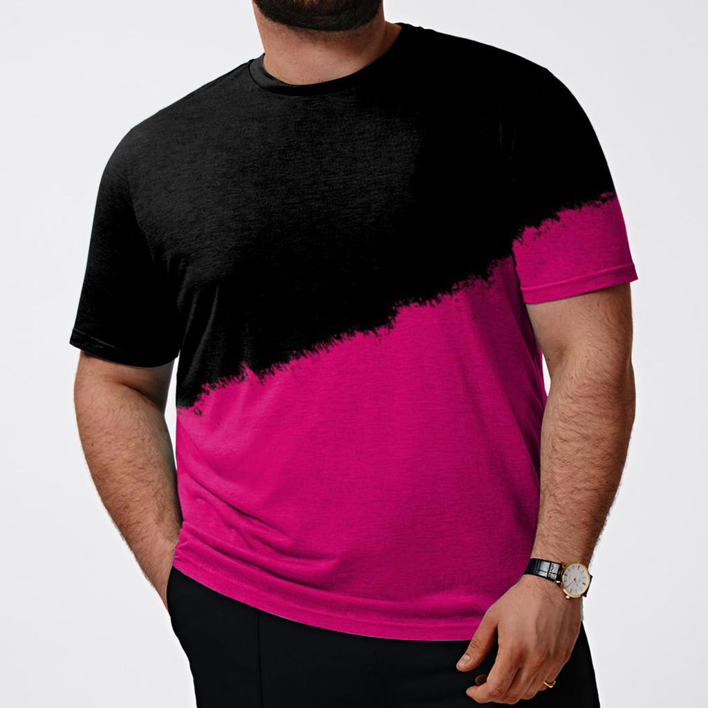 Summer Casual Round Neck Short Sleeved Loose Gradient 3D Printed Men's T-shirt