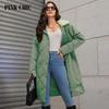 PINK CHIC Spring 2024 Thin Cotton Women's Down Jacket Casual Warm Fur Collar Long Women's Single Breasted Parka Women's S3092