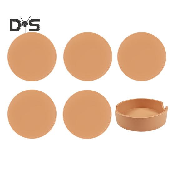 5 шт. силиконовых подставок с держателем, нескользящий коврик под чашку для напитков, утолщенные впитывающие коврики для горячих или холодных напитков, защита мебели, термостойкие