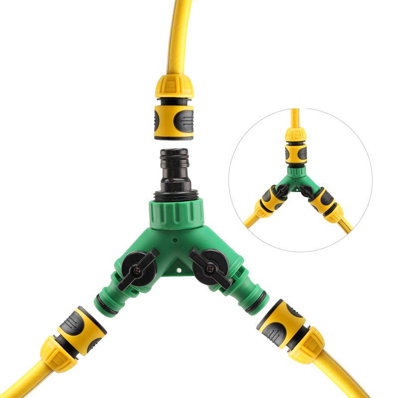 Y-Type Water Pipe Hose Diverter: 1-to-2 Male Thread Faucet Quick Connector