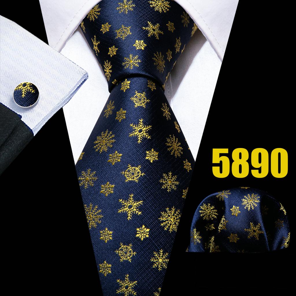 Мужской галстук Barry Wang, носовой платок, запонки, красная снежинка, мультяшный узор, рождественский галстук с атмосферой