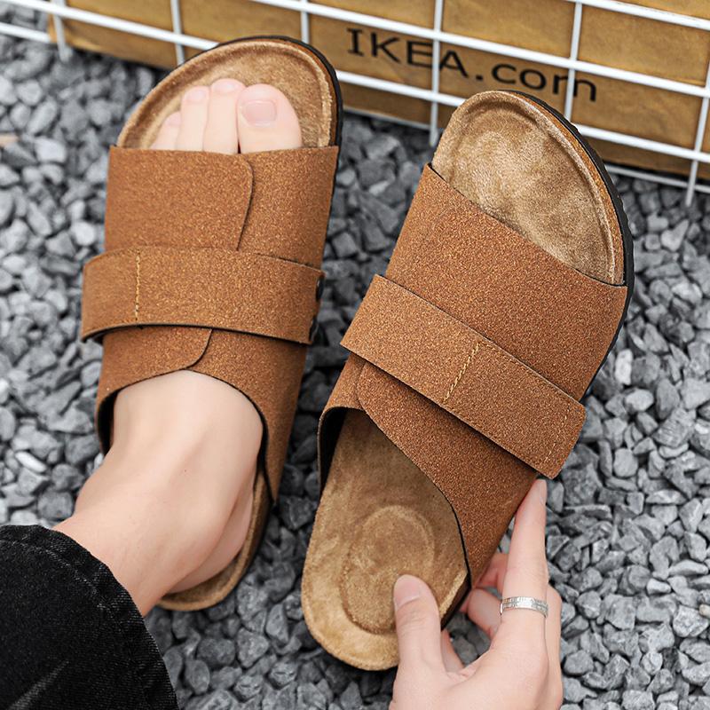 Модные летние индивидуальные пробковые тапочки для мужчин, удобные и минималистичные сандалии для парного пляжного отдыха, сандалии и тапочки