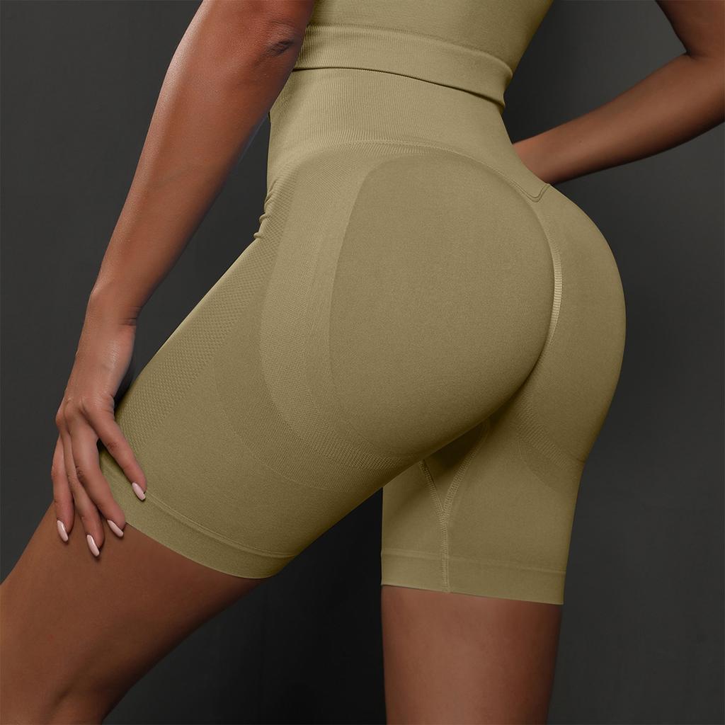 Women's Seamless Yoga Peach Pants, Running Fitness Shorts, Solid Color Shorts, Breathable Shorts