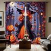 Комплект из 2 предметов HD Digital фиолетовый галстук Хэллоуин тыква ведьма занавеска украшение дома стиль Украсьте гостиную спальню штанга занавеска