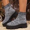 Модные вязаные ботинки на платформе для женщин Осень Зима Высокие повседневные носки-туфли Женские на толстой подошве Нескользящие ботильоны Женские