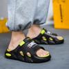 38-45 Men's Plus Size Fashionable One Line Mop Home Casual Slippers Beach Sandals Outdoor Two-piece Slippers