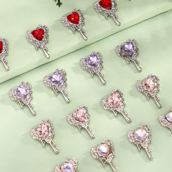 10 шт., стразы для дизайна ногтей, украшения 3D, сердце, искусственный кристалл на сплаве, подвески, креативные украшения, аксессуары для чехла для телефона, ожерелье, ювелирные изделия