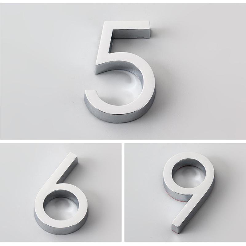 Модные наклейки-таблички с адресом, номерные таблички для отеля с гальваническим покрытием, 3D-знак для дома от 0 до 9, цифры для ворот, дверная табличка, номерная бирка, самоклеящаяся, для дома, ящика