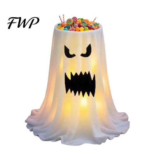 Large Candy Holder Halloween Ghost Bowl, Adjustable Height Holder, Trick or Spooky Party Decorations Treat Standing Storage Dish for Porch Lawn Garden