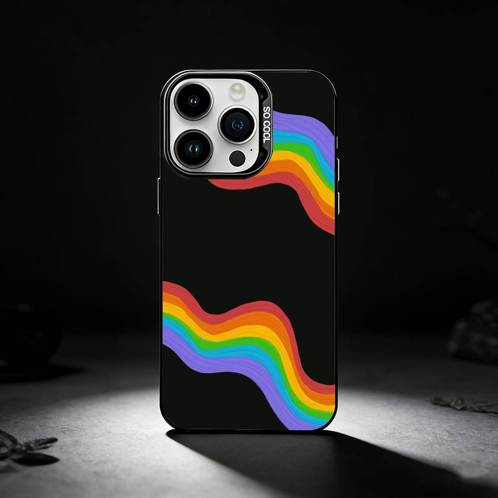 Gay Lesbian LGBT Rainbow Phone Case For iPhone 17,16,15,14,13,12,11 Plus,Pro Max,XS,Colored silver phone case