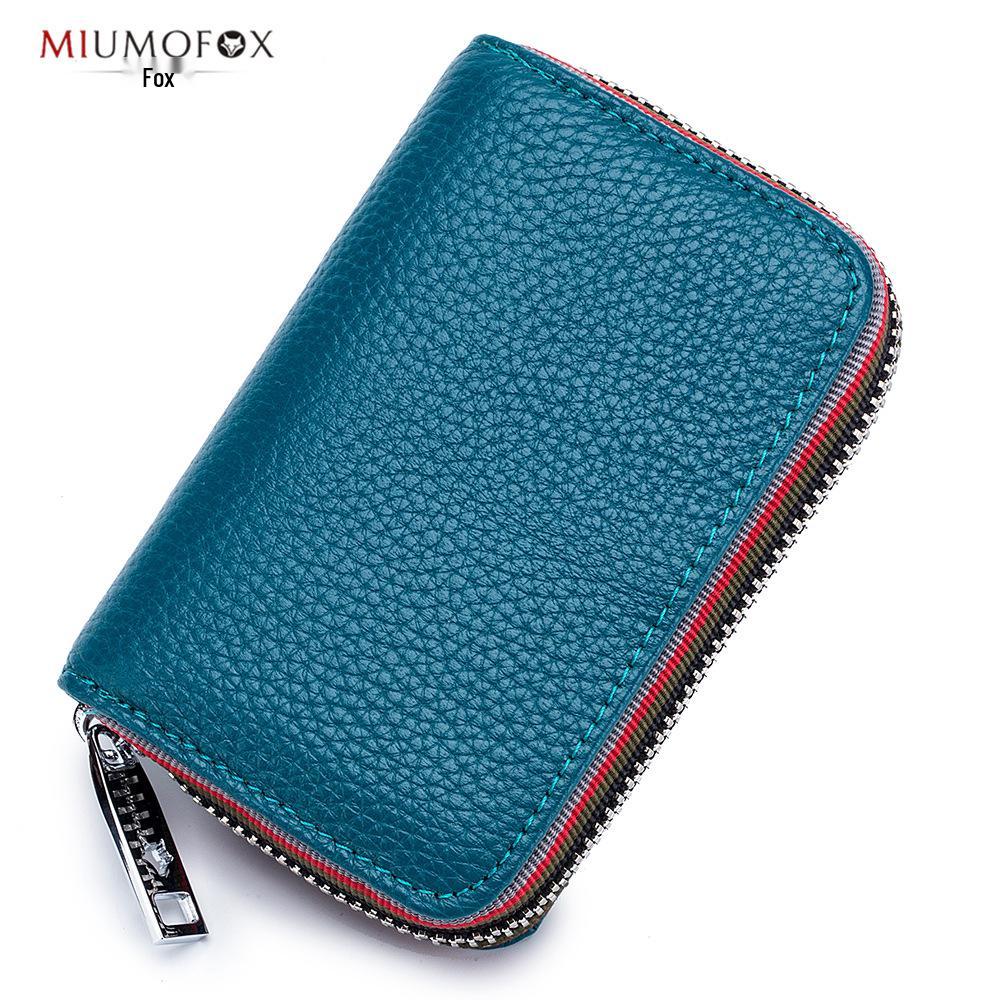 МодныйRFID-кошелек-гармошка из коровьей кожи с молнией для женщин и мужчин