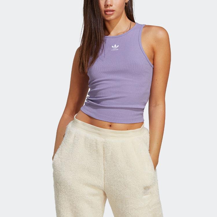 Adidas Originals Adicolor Essentials Ribbed Logo Tank Top Women Tops Magic-Light-Purple IB9112