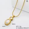 JUSNOVA Fashion Stainless Steel Geometric Lab Created Zircon Statement Pendant Necklace Women 18k PVD Gold Plated Hypoallergenic