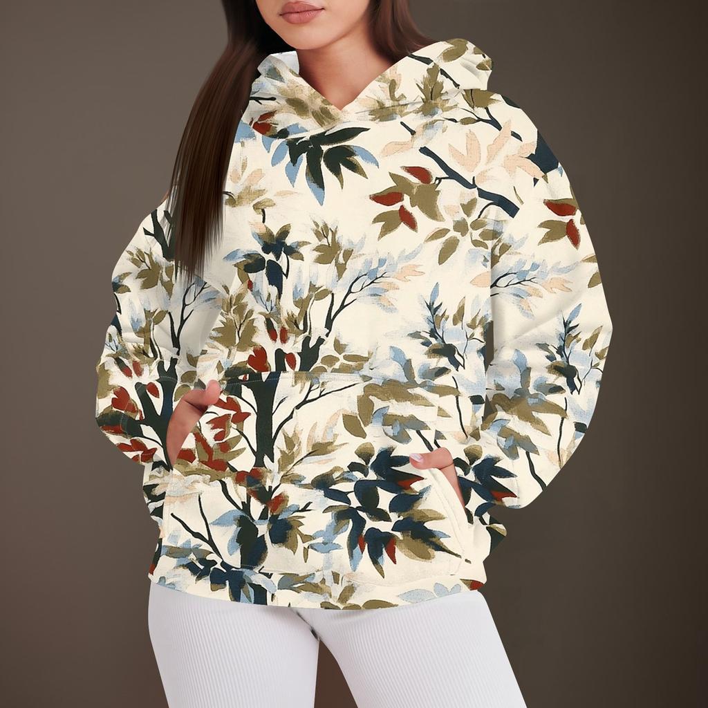 Women's Fashion Casual Pullover Hooded Sweatshirt  Printed Long Sleeve Sweatshirt
