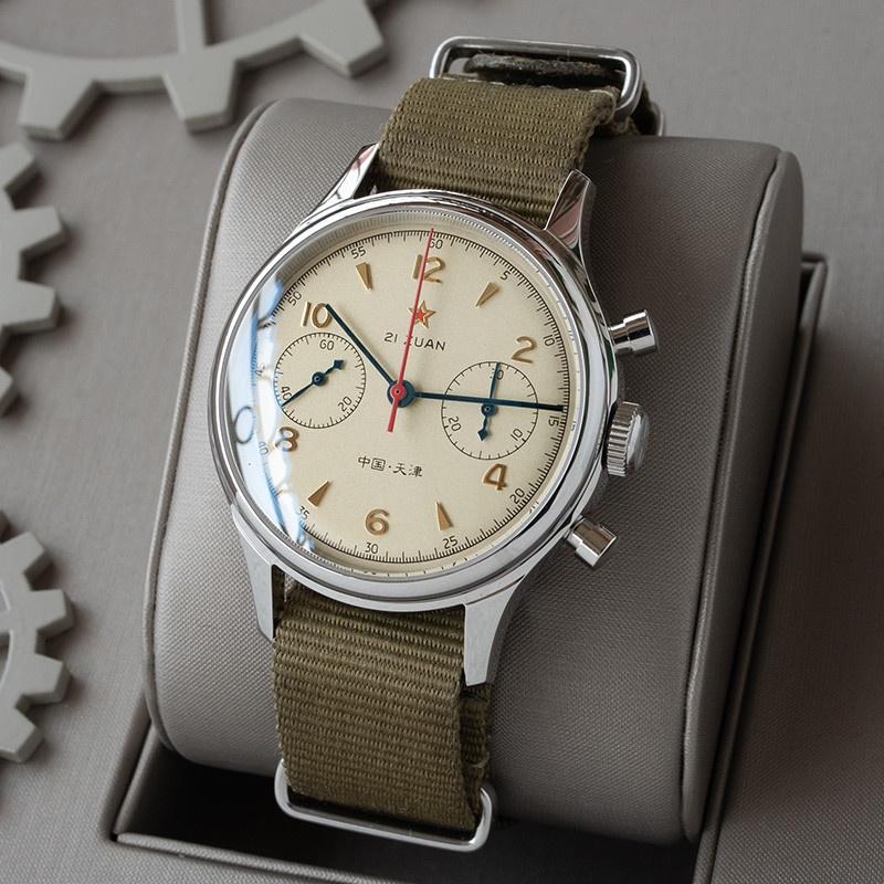 Tianjin Watch Vintage Chronograph Pilot Mens Watch Wristwatch