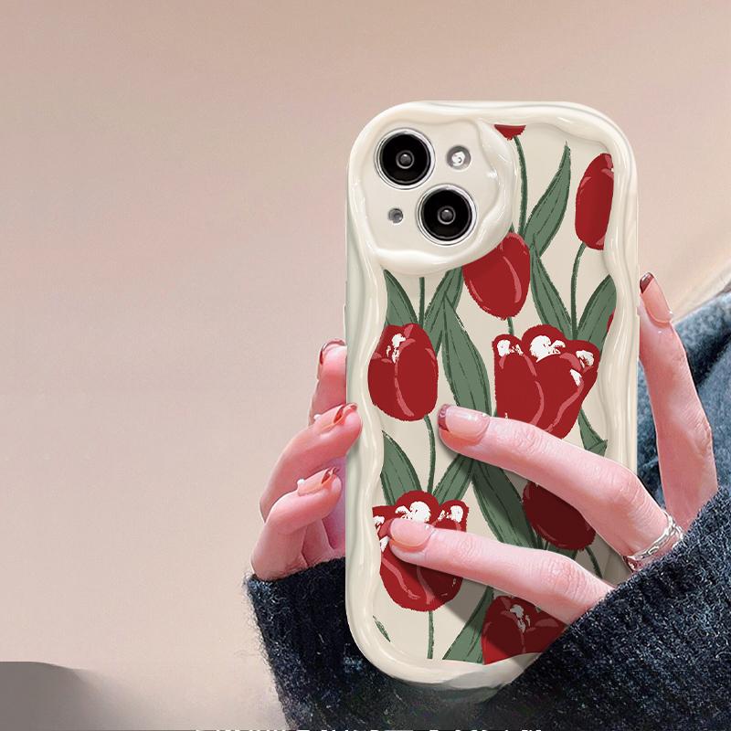 Подходит для Apple 15 Чехол для мобильного телефона iPhone 14/13promax Tulip Bow 11/12 Силиконовый чехол Anti-Fall Xr