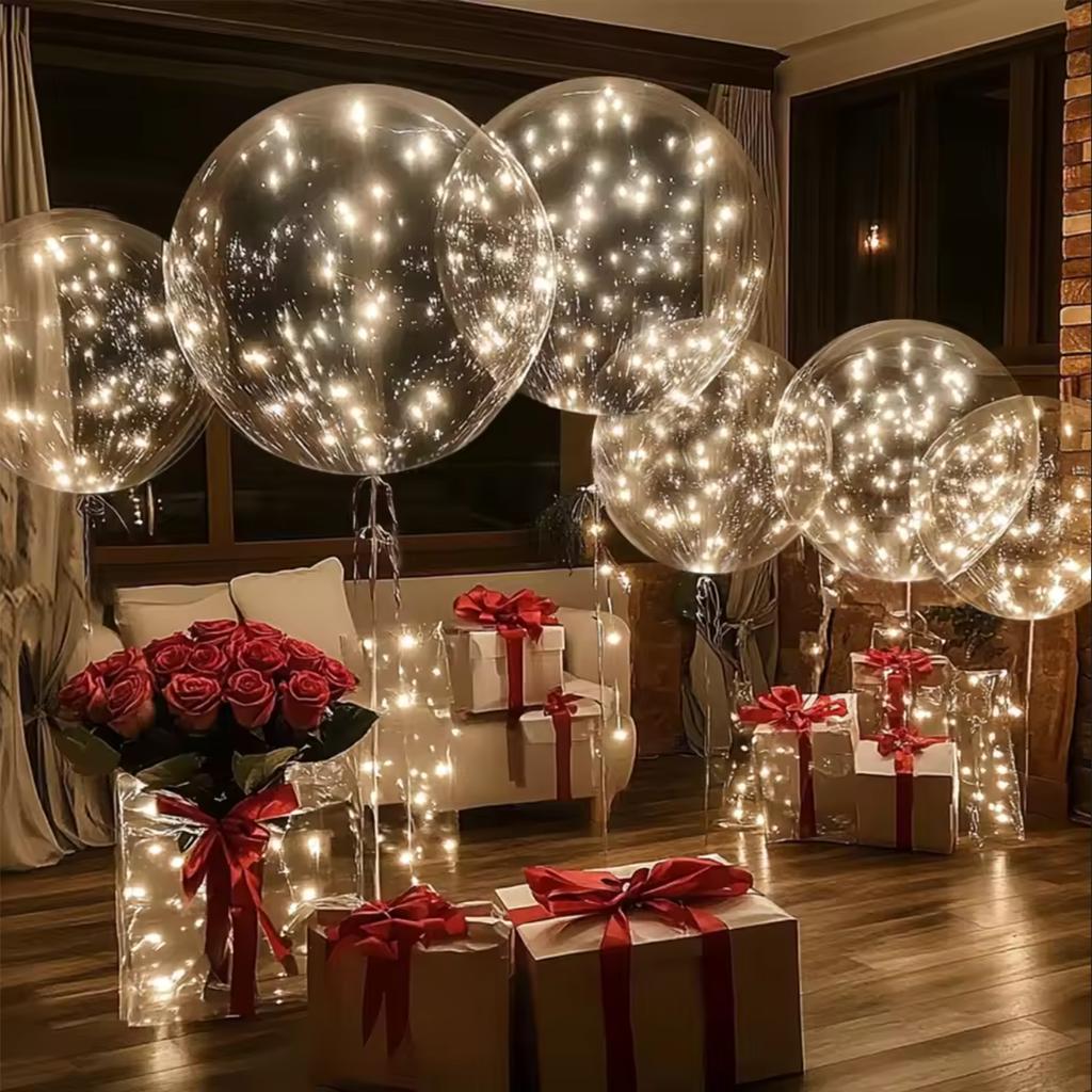 10pcs/set of LED transparent luminous balloons (excluding internal power) for anniversary, wedding, birthday, party decoration