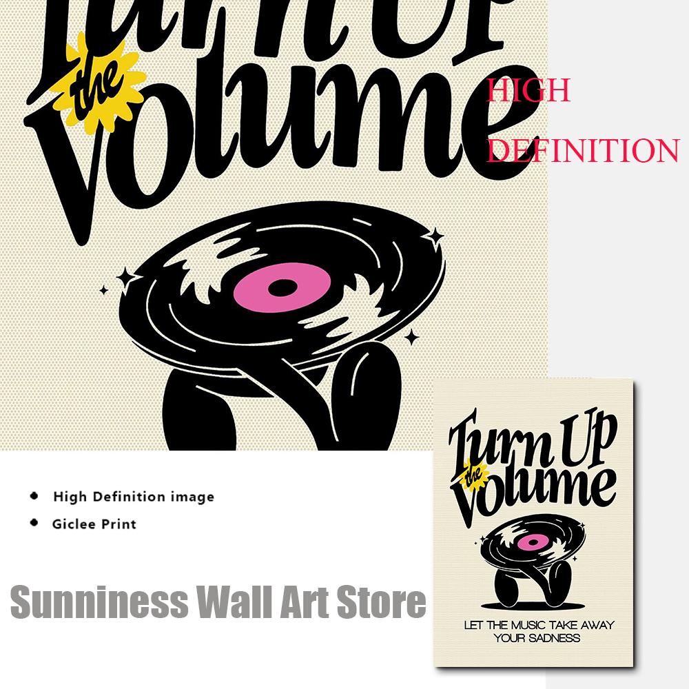 Ретро музыкальный танцевальный проигрыватель плакат и принт цветок счастливая цитата настенная живопись на холсте картина для гостиной домашний декор