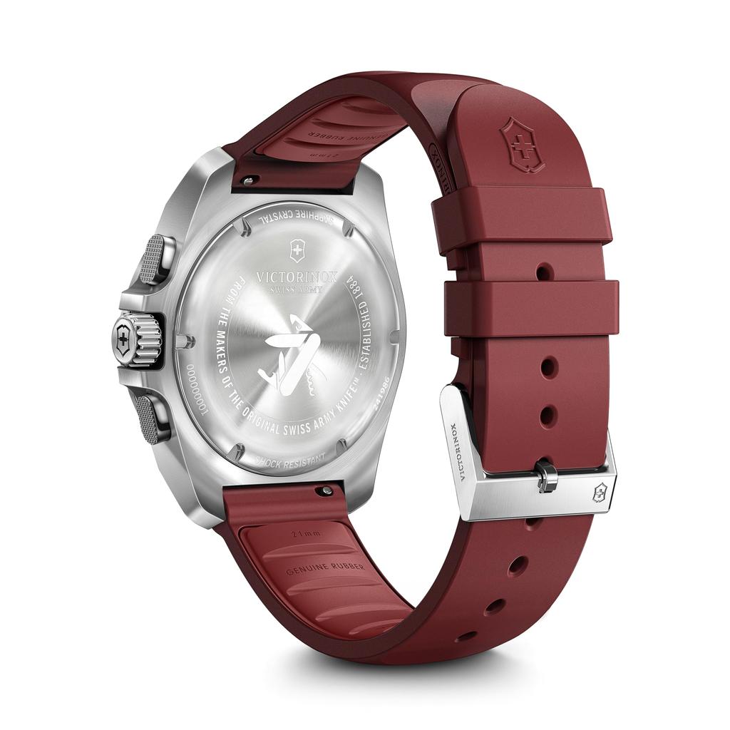 Victorinox CHRONO Корпус из переработанной нержавеющей стали Красный Красный резиновый Покрытие Водостойкий Безель I.N.O.X. Часы, Хронограф, (316L), Циферблат, Ремешок, Устойчивый,
