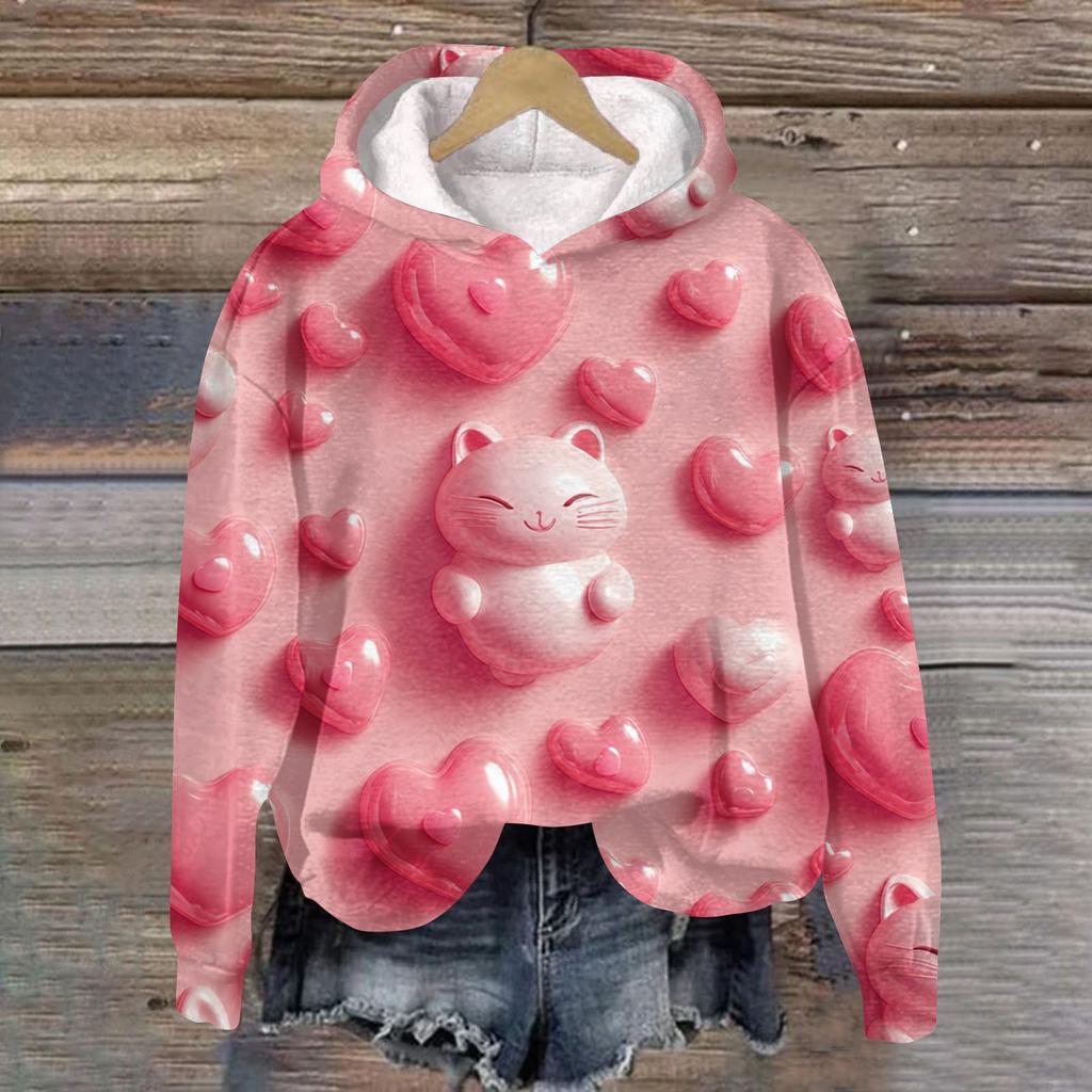 Женская плюшевая теплая повседневная куртка с принтом ко Дню святого Валентина, зимняя куртка