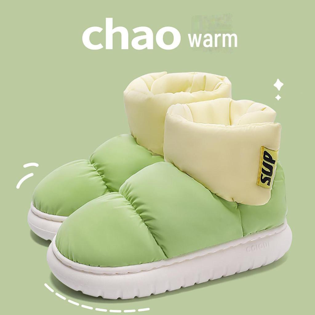 Женские зимние нескользящие хлопковые тапочки 2024 года на каблуках - очень теплые зимние ботинки с бархатной подкладкой для мужчин