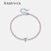 925 Sterling Silver Heart Charm CZ Zircon Tennis Chain Bracelet Women Wedding Luxury Crystal High Jewelry