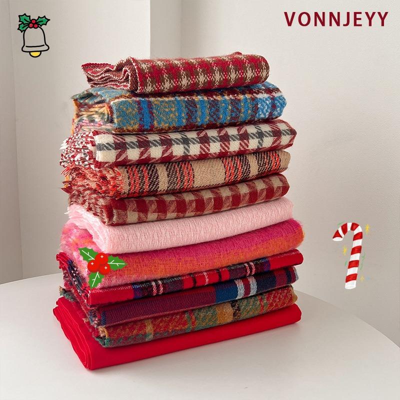 New Christmas Red Scarf Women's Winter Christmas with Warm Knitted Shawl Soft Waxy Atmosphere Scarf