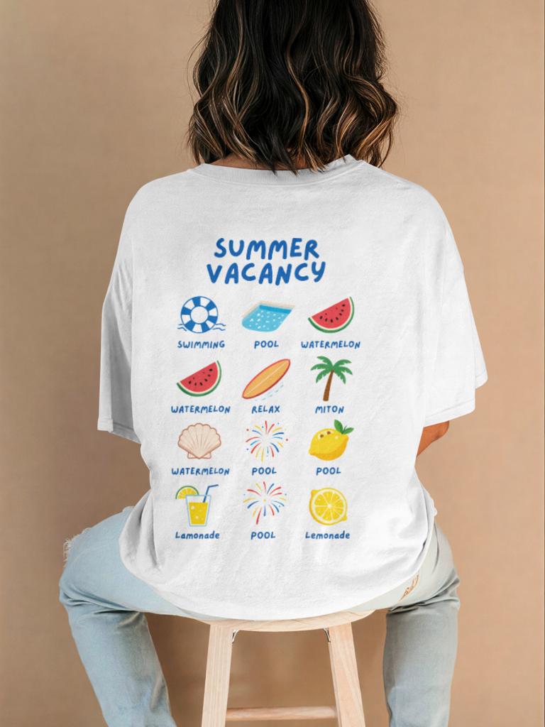 Summer Vocation Print Tshirts Women Summer Casual Loose Short Sleeve Tees Hipster Cute Aesthetic Astrology Tops
