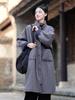 Women's Winter Retro Overlap Button Zen Quilted Cotton Linen Robe