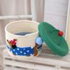 Round Hand Gift Box Dachshund Pattern Hand Woven Basket  Miscellaneous Storage