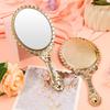 Vintage Carved Handheld Vanity Mirror Makeup Mirror SPA Salon Makeup Hand Mirror Handle Cosmetic Compact Mirrors for Women