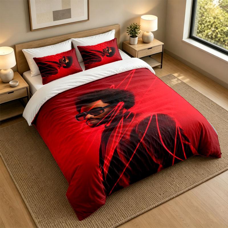 3Pcs Bedding SetThe Weeknd Soft Bed Sheet and Two Pillowcases Home Bedroom Decor